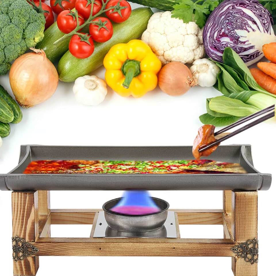 Aluminum Grill Pans with Wooden Shelf for Outdoor Cooking