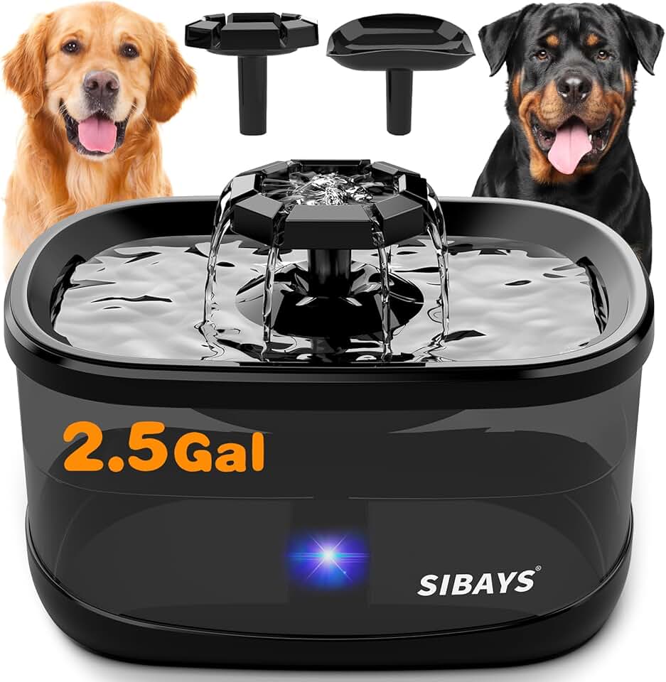 Dog Water Fountain with 3 Flow Modes and Large Filter