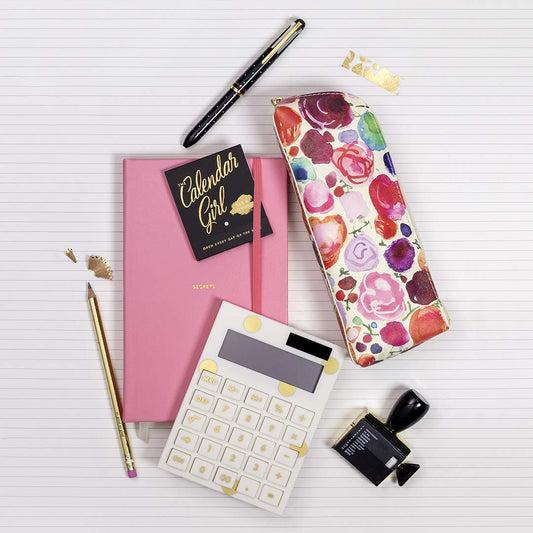 Gold Dot Acrylic Solar Desktop Calculator