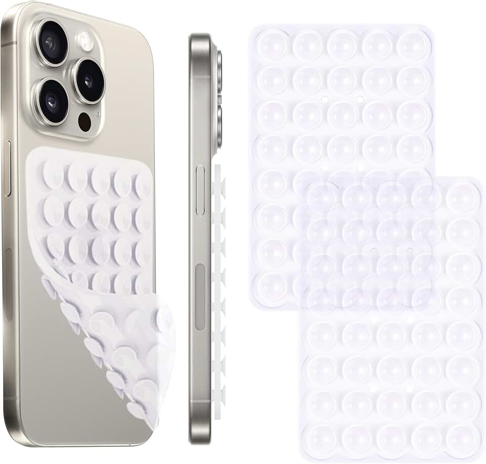 Double-Sided Silicone Suction Phone Mounts, 2 Pack
