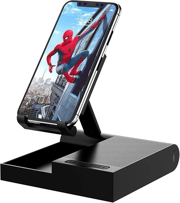 Cell Phone Stand with Bluetooth Speaker and Wireless Charger