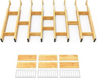 Expandable Bamboo Drawer Dividers with Labels