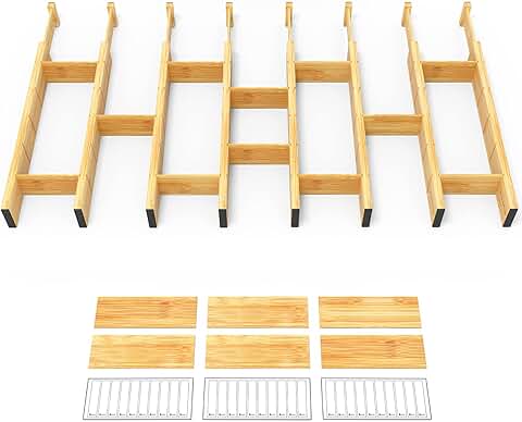 Expandable Bamboo Drawer Dividers with Labels