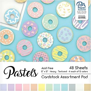 12x12 pastel colored cardstock pack, 48 sheets