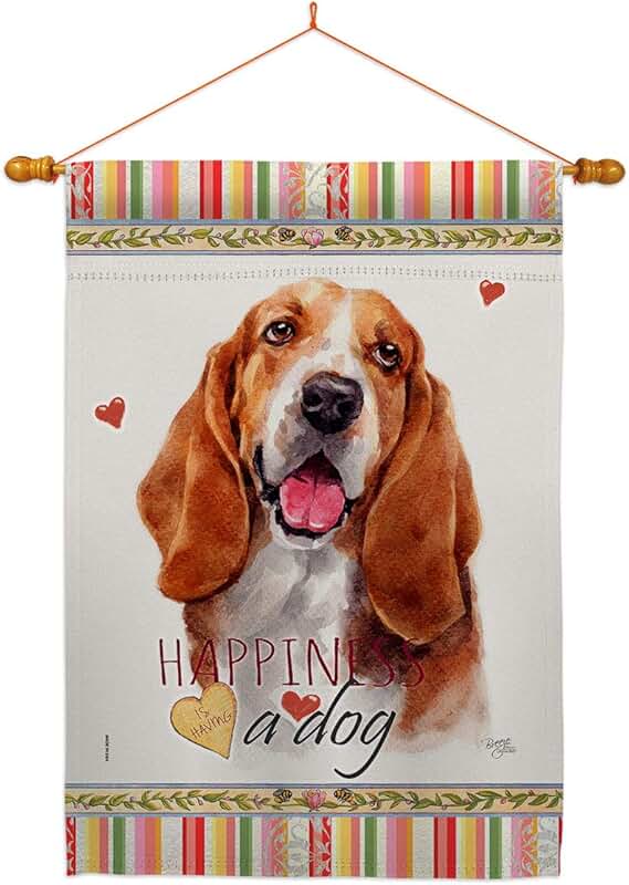 Basset Hound House Flag with Dowel Set