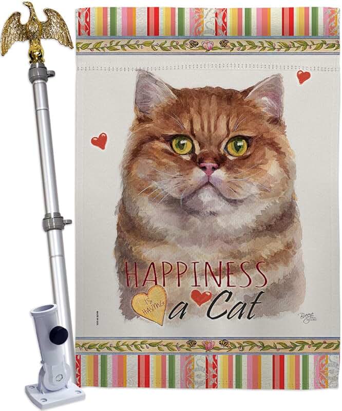British Short Hair Cat and Eagle Garden Flag Set
