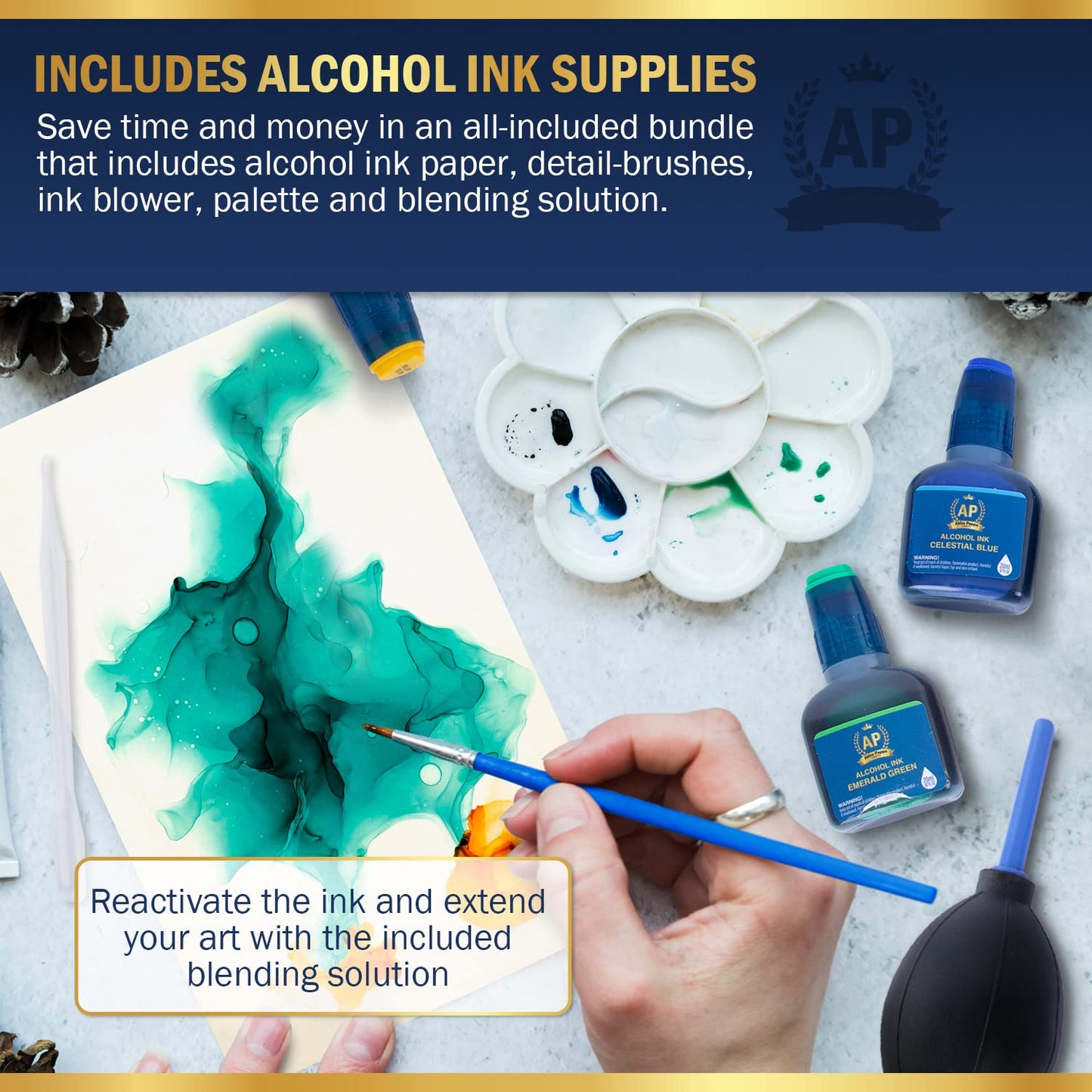 15 pcs Alcohol Ink Set 20ml Vibrant Colors for Resin Art