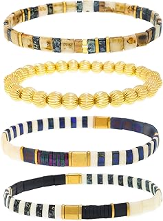 Gold Beaded Stretch Bracelets Set for Women