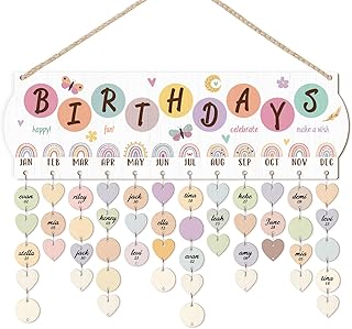 Wooden Family Birthday Calendar Wall Hanging with Tags