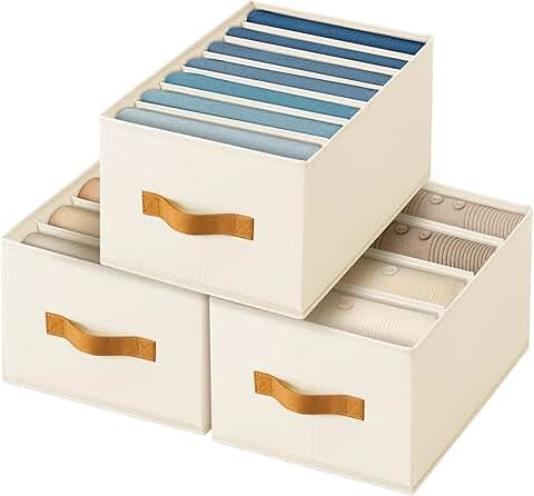 Fabric Closet Organizer with Handles, 3-Pack