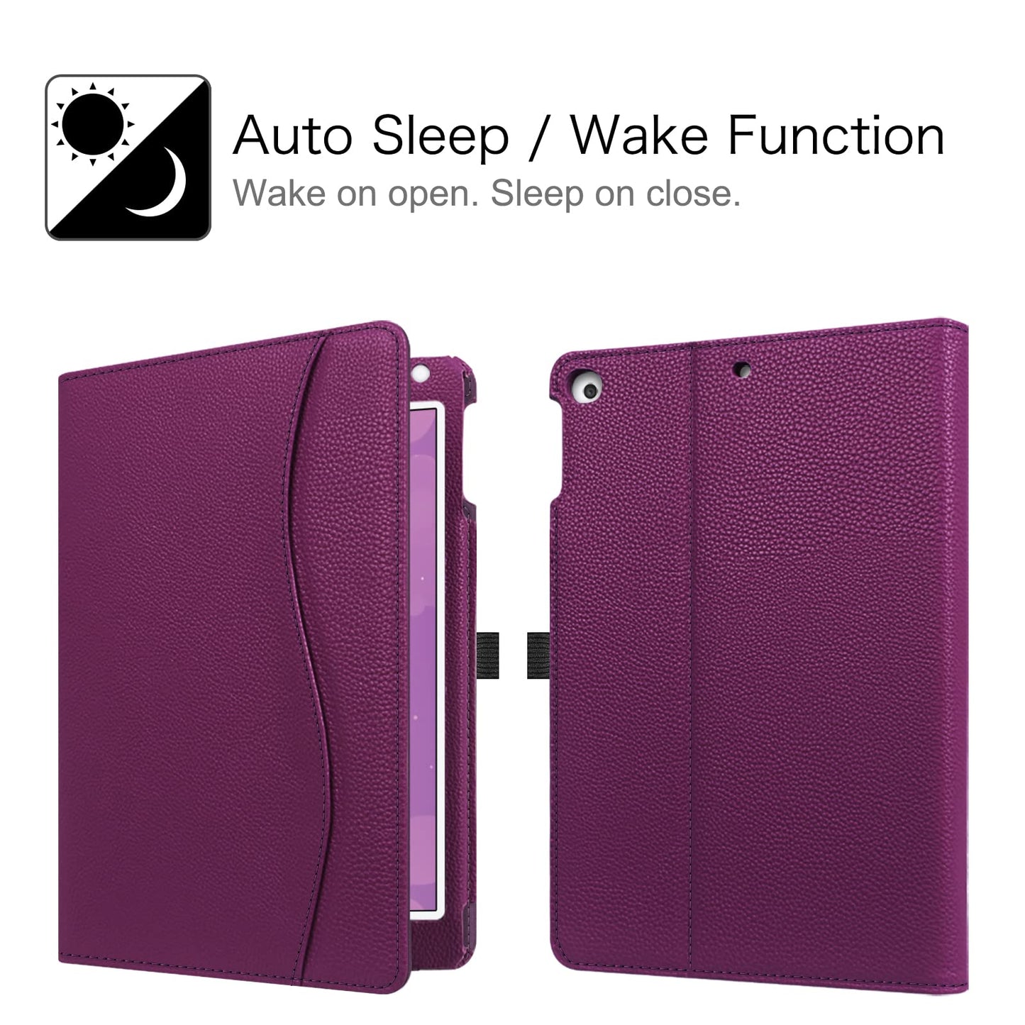 Case for iPad 9.7 2018 2017 / iPad Air 2 / iPad Air 1 - [Corner Protection] Multi-Angle Viewing Folio Cover w/Pocket, Auto Wake/Sleep for iPad 6th / 5th Generation, Purple