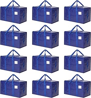 Heavy Duty Large Moving Bags and Storage Totes (12 Pack)