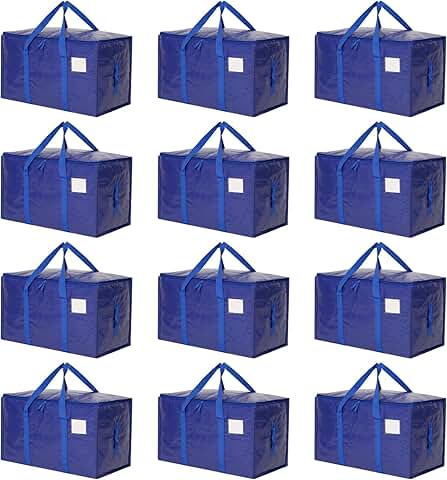 Heavy Duty Large Moving Bags and Storage Totes (12 Pack)