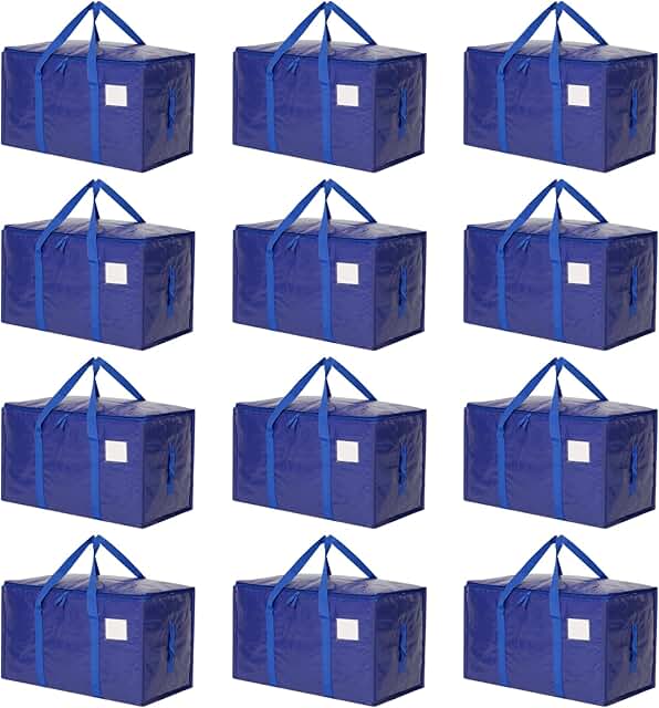 Heavy Duty Large Moving Bags and Storage Totes (12 Pack)