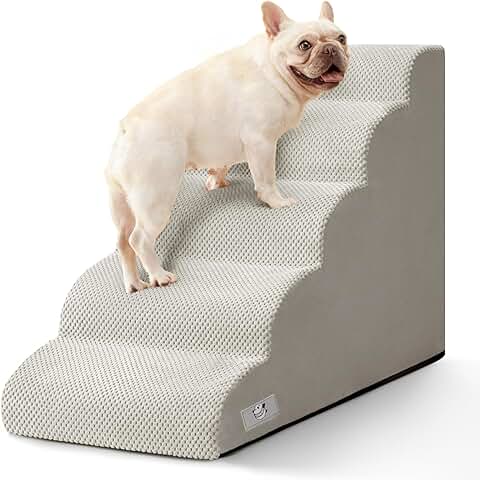 5-Step Dog Stairs for High Bed with Non-Slip Ramp