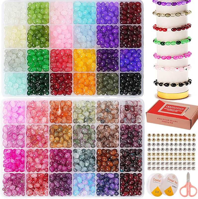 Glass Beads for Jewelry Making, 6x8mm Rice Shape
