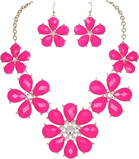 Shiny Flower Necklace and Earrings Set
