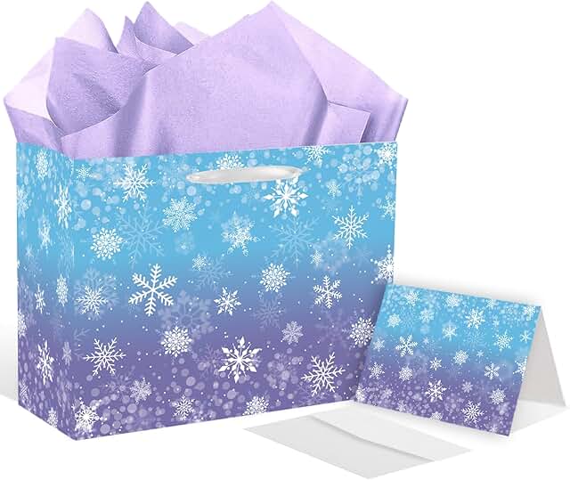 Purple Snowflake Gift Bags for Winter Parties