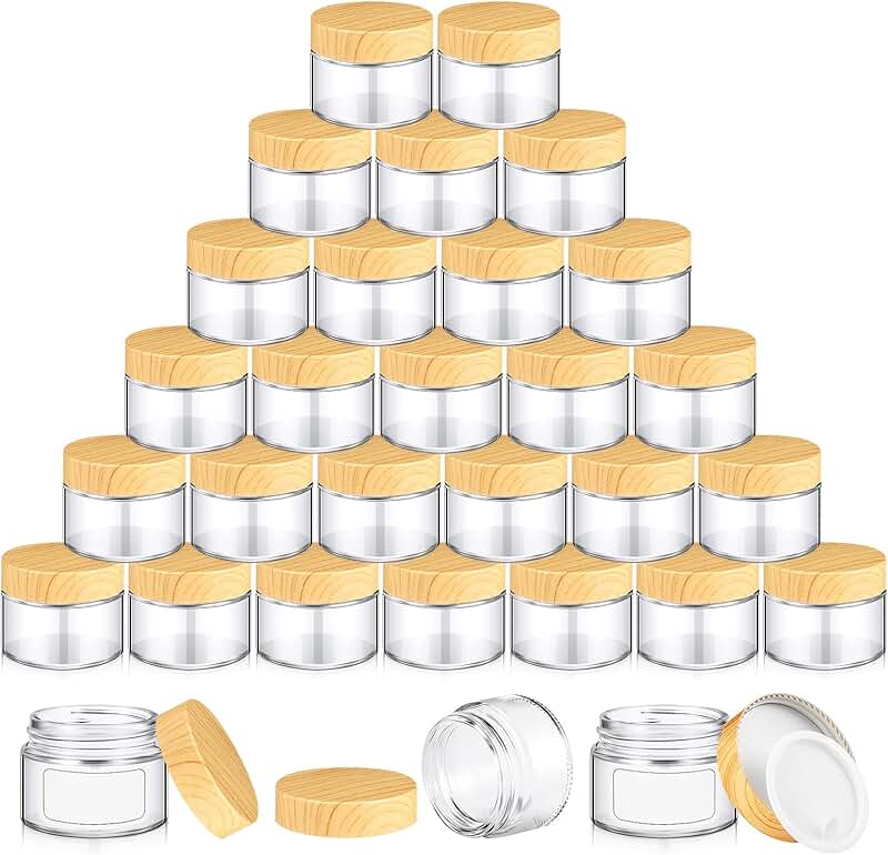 Set of 24 small 50ml glass cosmetic jars with lids