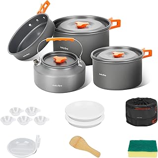 14-Piece Camping Cookware Set with Nonstick Pots and Utensils