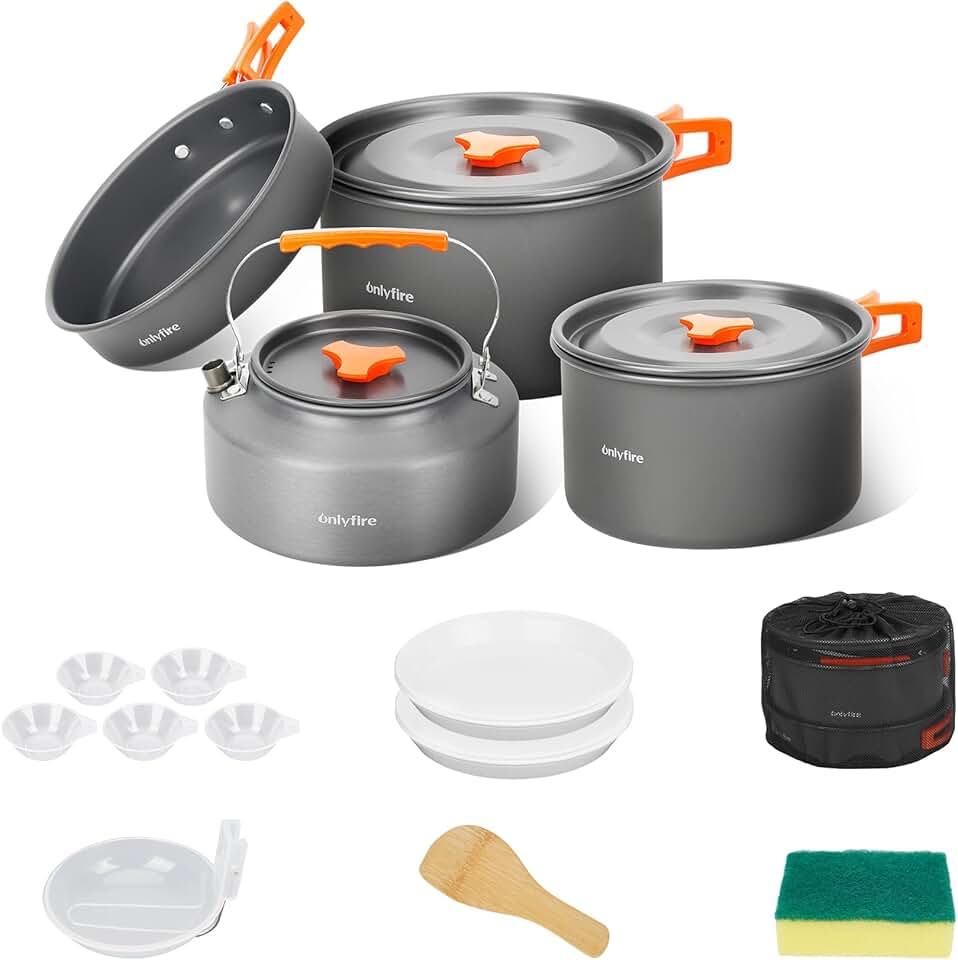 14-Piece Camping Cookware Set with Nonstick Pots and Utensils
