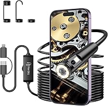 Dual Lens Endoscope Camera with Light, 1920P HD, 16.4ft Snake