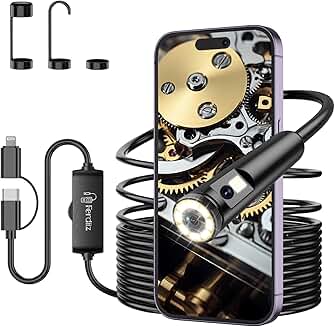 Dual Lens Endoscope Camera with Light, 1920P HD, 16.4ft Snake