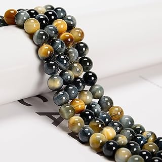75 African Golden Blue Tiger Eye Beads for Jewelry Making