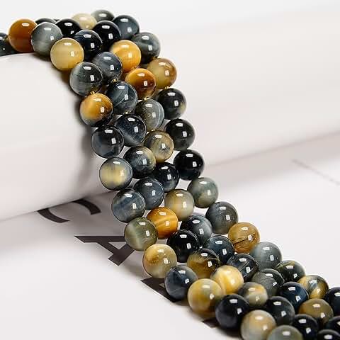 75 African Golden Blue Tiger Eye Beads for Jewelry Making