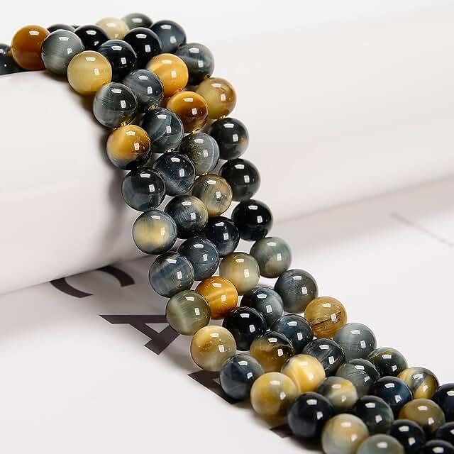 75 African Golden Blue Tiger Eye Beads for Jewelry Making