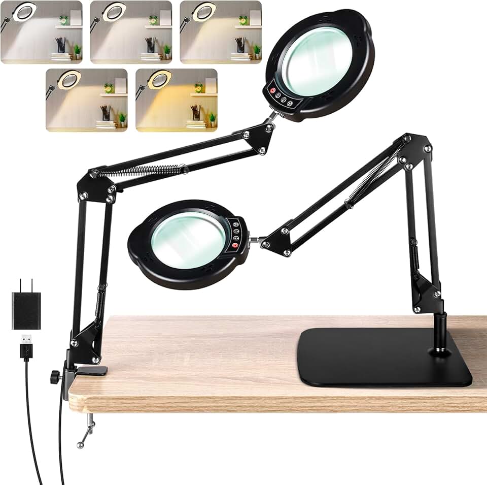 Magnifying Glass with Light, Stand, and Adjustable Brightness