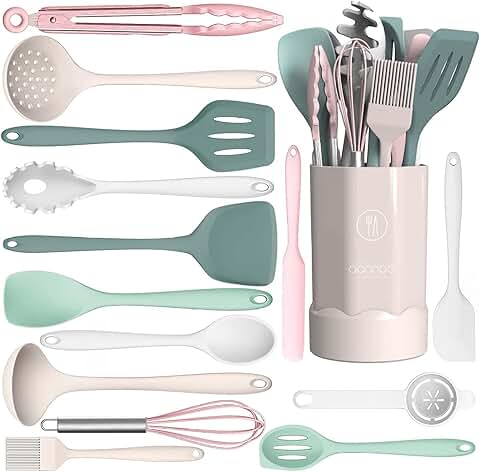 14-Piece Silicone Cooking Utensil Set, Heat Resistant, Dishwasher Safe
