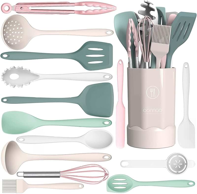 14-Piece Silicone Cooking Utensil Set, Heat Resistant, Dishwasher Safe
