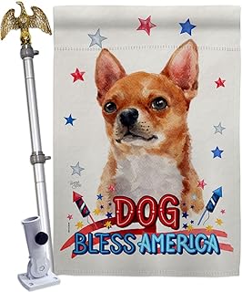 Patriotic Chihuahua House Flag with Eagle and Dog Design