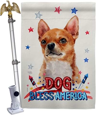 Patriotic Chihuahua House Flag with Eagle and Dog Design