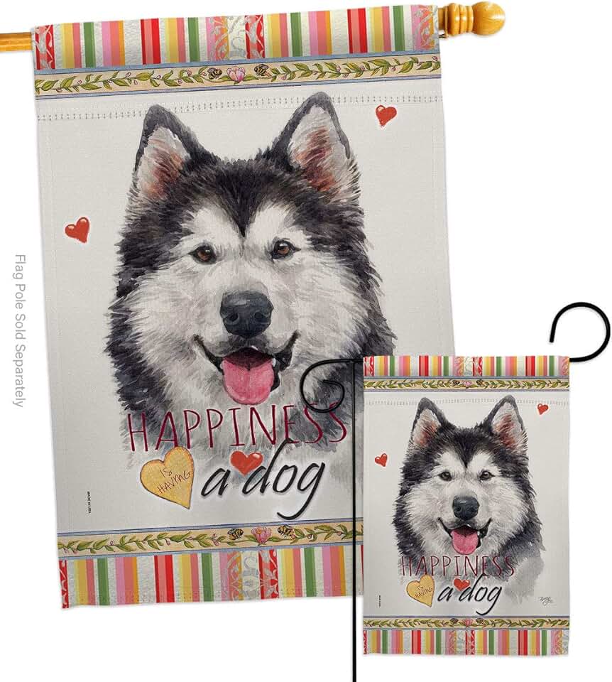 Siberian Husky Garden House Flag Set