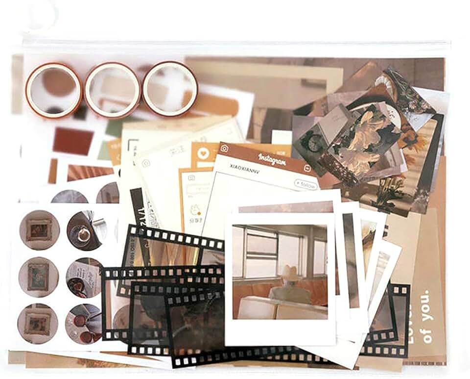 Vintage 64-Piece Scrapbook Decoration Pack in Yellow