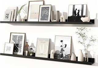 Set of 2 48-Inch Rustic Wall Shelves with Lip