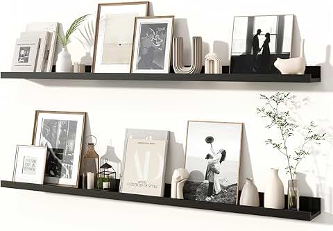 Set of 2 48-Inch Rustic Wall Shelves with Lip