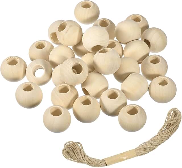 60 Wooden Beads for Crafts and Jewelry Making