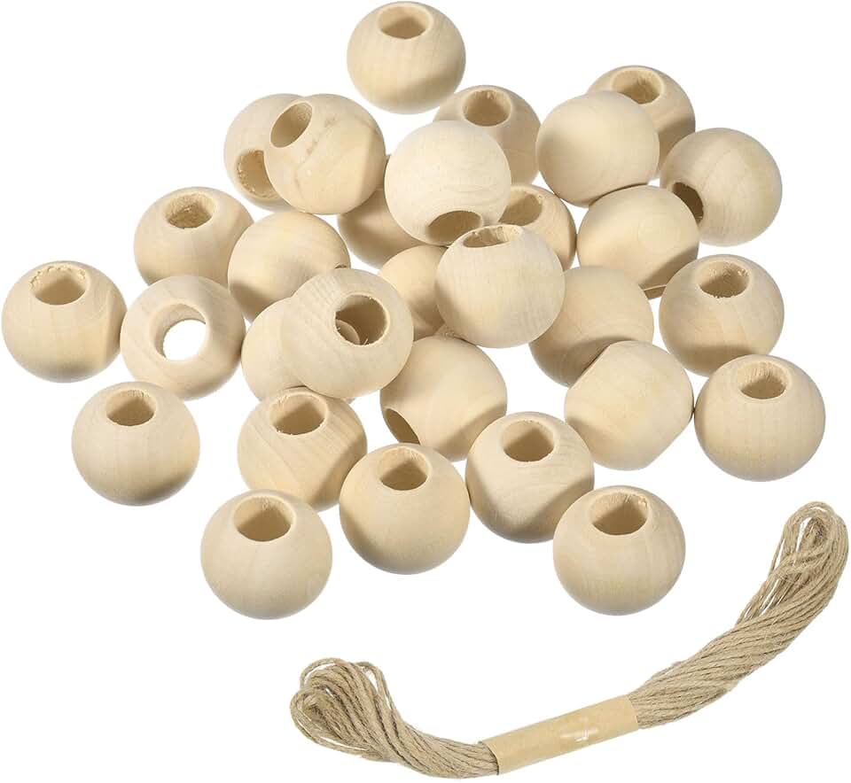 60 Wooden Beads for Crafts and Jewelry Making