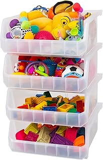 Set of 4 Large Clear Plastic Storage Bins