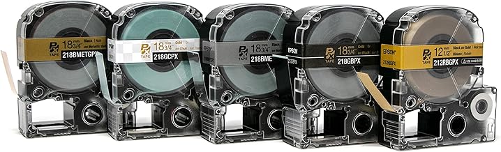 Metallic Label Tape Bundle with 5 Tapes and Ribbon
