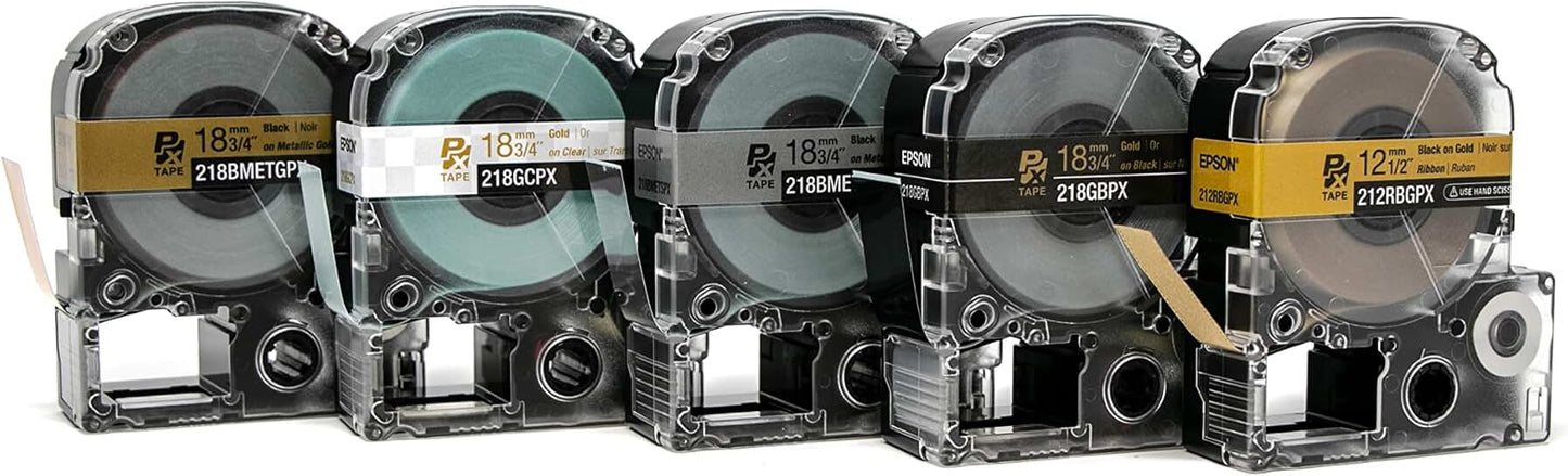 Metallic Label Tape Bundle with 5 Tapes and Ribbon