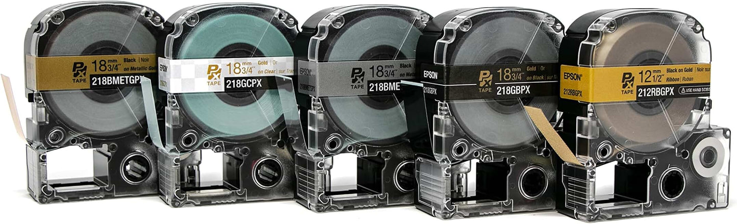 Metallic Label Tape Bundle with 5 Tapes and Ribbon