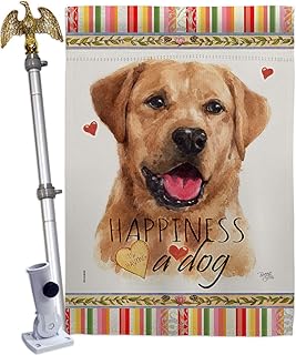 Golden Labrador Retriever House Flag with Dog and Puppy Design