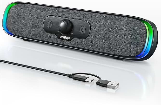 Compact Bluetooth Computer Speakers with LED Lights