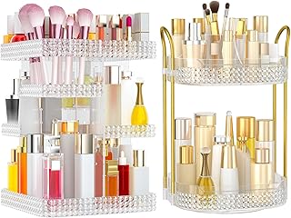 Two Clear Acrylic 360° Rotating Makeup and Perfume Organizers