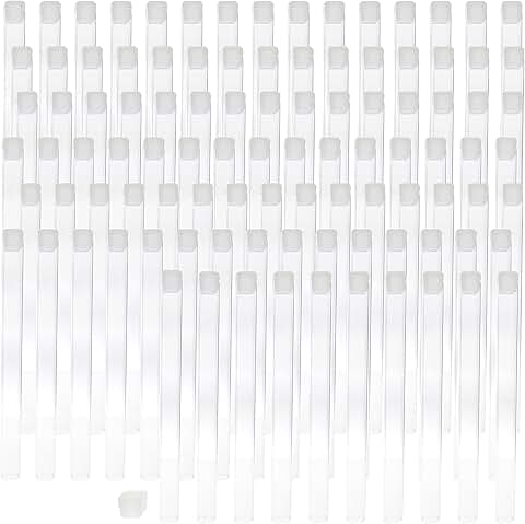 Clear plastic square tubes, 6 packs of 0.5 inch, with flat caps