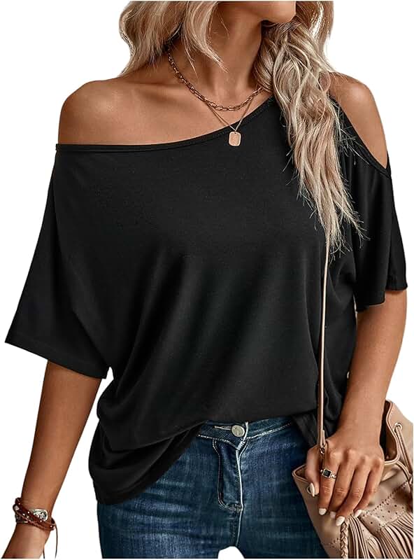 Women's Off-Shoulder Half Sleeve Loose T-Shirt